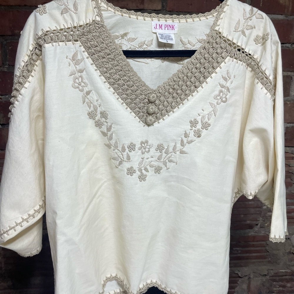 Vintage J.M. Top Size Small Cream Color